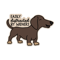 Easily Distracted By Wieners Sticker: Vinyl Sticker