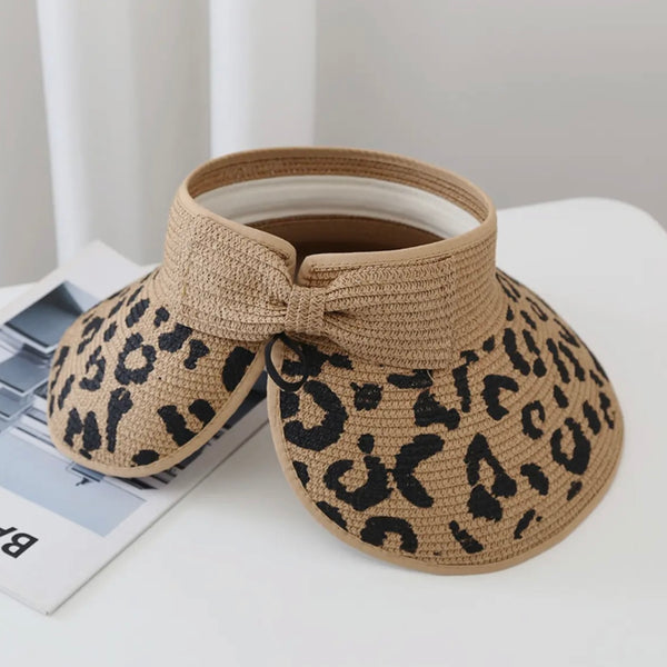 Skyler Leopard Print Foldable Straw Hat