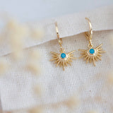 Earrings Turquoise Starburst Huggie