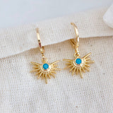 Earrings Turquoise Starburst Huggie