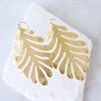 Brass Fan Leaf Earrings