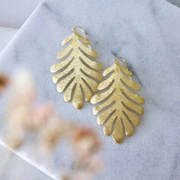 Brass Fan Leaf Earrings