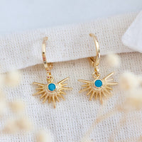 Earrings Turquoise Starburst Huggie