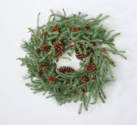 22” Hemlock And Pine Cone Wreath