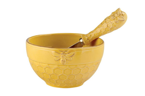 Bee Honeycomb Bowl & Spreader Set