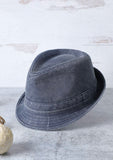 Denim Washed Cotton Short Brim Fedora Hat